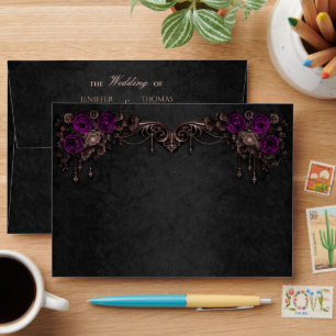 Elegant dark Gothic Halloween Wedding Envelope