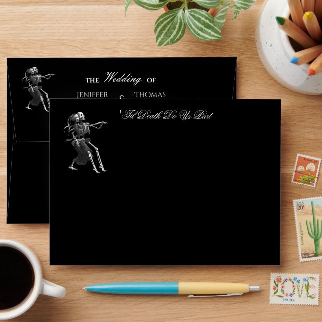 Elegant dark Gothic Halloween Wedding Envelope (Desk)