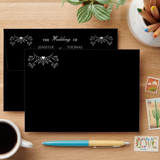 Elegant dark Gothic Halloween Wedding Envelope (Desk)