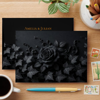 Elegant Dark Gothic Victorian Wedding Envelope