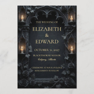 Elegant Dark Gothic Victorian Wedding Invitation