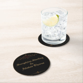Elegant Dark Gothic Wedding Coaster