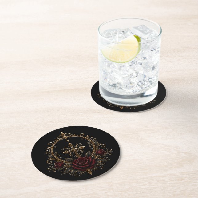 Elegant Dark Gothic Wedding Coaster (Insitu)