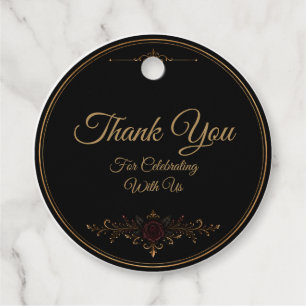 Elegant Dark Gothic Wedding Favour Tag