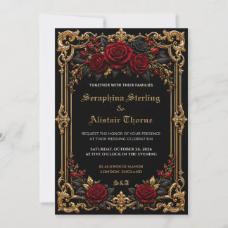 Elegant Dark Gothic Wedding Invitation