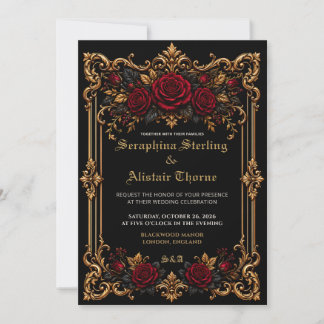 Elegant Dark Gothic Wedding Invitation