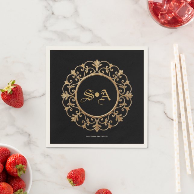 Elegant Dark Gothic Wedding Napkin (Insitu)