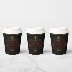 Elegant Dark Gothic Wedding Paper Cups
