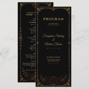 Elegant Dark Gothic Wedding Program Programme