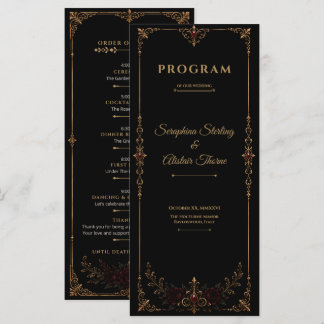 Elegant Dark Gothic Wedding Program Programme