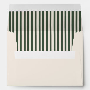 Elegant Dark Green and Cream Stripes Envelope