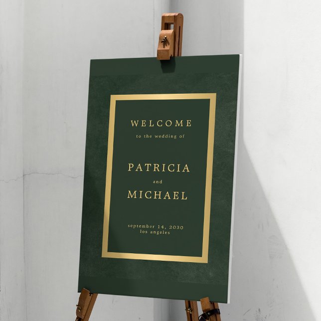 Elegant dark green and gold wedding welcome sign (Creator Uploaded)