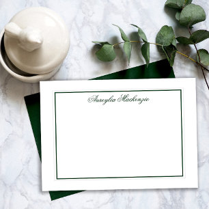 Elegant Dark Green and White Personalised Card