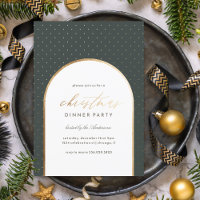 Elegant Dark Green Arch Christmas Dinner Party