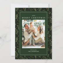 Elegant Dark Green Botanical Holiday Cocktails