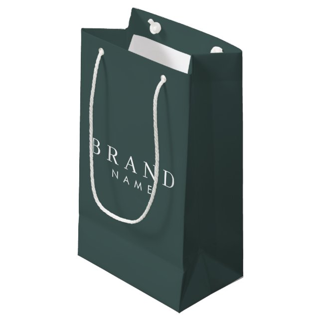 Elegant Dark Green Custom Small Paper Shopping Bag (Front Angled)