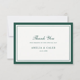 Elegant Dark Green Frame Wedding Thank You Card
