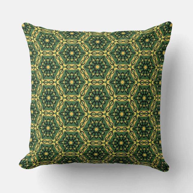 Elegant Dark Green Gold Accent Pillow (Front)