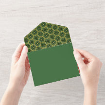 Elegant Dark Green Gold All In One Invitation