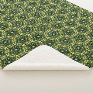Elegant Dark Green Gold Sherpa Blanket