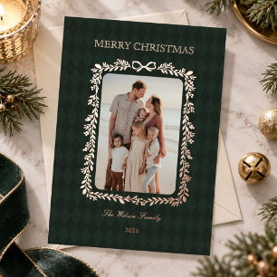 Elegant Dark Green Harlequin Botanical Christmas