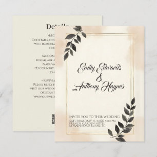 Elegant Dark Green Leaf Wedding Invitation