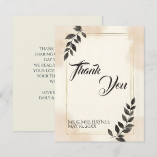 Elegant Dark Green Leaf Wedding Thank You Card