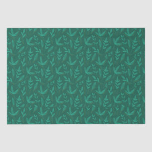 Elegant Dark Green Leaves Line Art Wrapping Paper