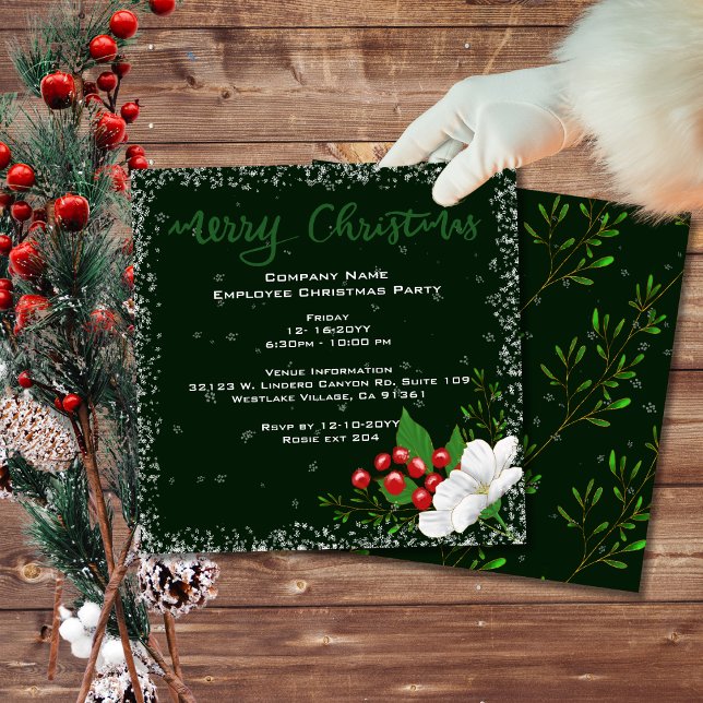 Elegant Dark Green Merry Christmas Company Party  Invitation (Creator Uploaded)
