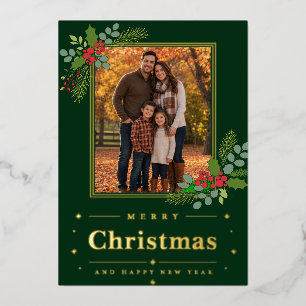 Elegant Dark Green Merry Christmas Photo Holiday