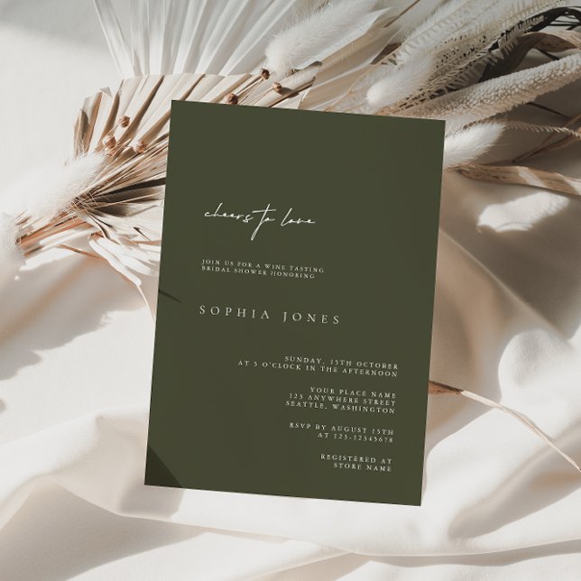 Elegant Dark Green Modern Bridal Shower Invitation (Creator Uploaded)