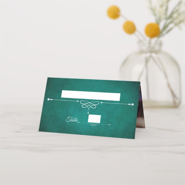 Elegant Dark Green Monogram Wedding Photo Place Card (Front)