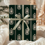 Elegant Dark Green Nutcracker  Wrapping Paper<br><div class="desc">Forest Green Moody Striped Nutcracker Wrapping Paper</div>