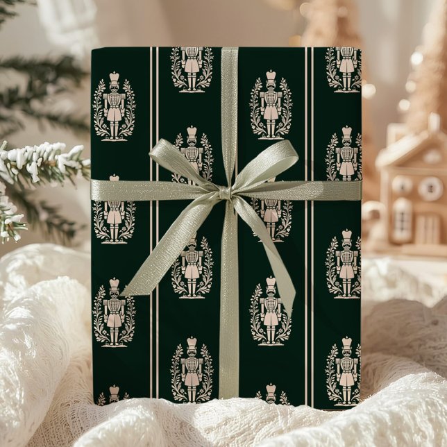 Elegant Dark Green Nutcracker  Wrapping Paper (Creator Uploaded)