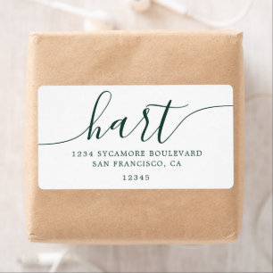 Elegant Dark Green Script Family Address