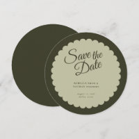 Elegant Dark Green Script Scallop Wedding