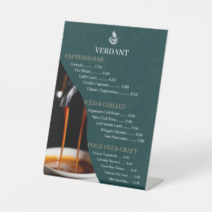 Elegant Dark Green Speciality Coffee Cafe Menu Sig Pedestal Sign