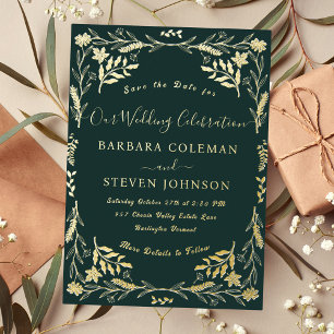 Elegant Dark Green Typography Chic Boho Wedding