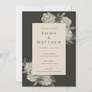 Elegant Dark Green Watercolor Botanical Garden  Invitation