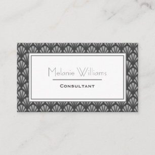 Elegant Dark Grey Art Deco Pattern Business Card