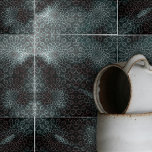 Elegant Dark Grey Blue Intricate Swirls and Loops Tile<br><div class="desc">This ceramic boasts an intricate design that immediately draws the eye. The tile is adorned with circular motifs, each composed of delicate swirls and loops, creating an effect reminiscent of ornate mandalas. The base colour of the tile is dark deep grey, which serves as a canvas, allowing the lighter, ethereal...</div>
