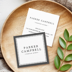 Elegant dark grey border professional minimalist square business card