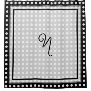 Elegant Dark Grey Border Script Monogram Shower Curtain