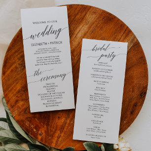 Elegant Dark Grey Calligraphy Wedding Program Programme