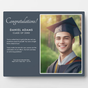 Elegant Dark Grey Grad Side by Side Photo and Text Plaque
