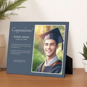 Elegant Dark Grey Grad Side by Side Photo and Text Plaque