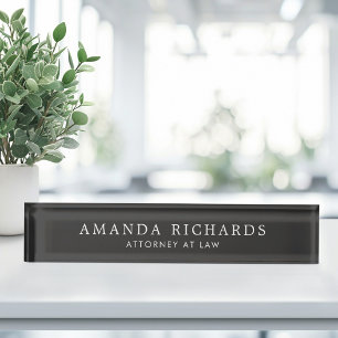 Elegant dark grey nameplate