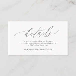 Elegant Dark Grey, Wedding Details, Online RSVP Enclosure Card