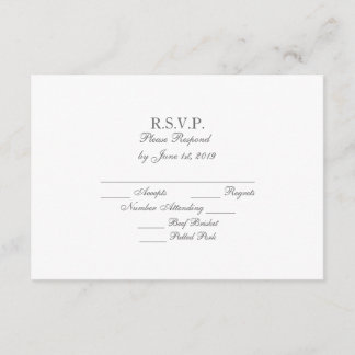 Elegant Dark Grey White Formal Wedding RSVP Cards