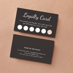 Elegant Dark Grey White Pastel Salon Loyalty Card